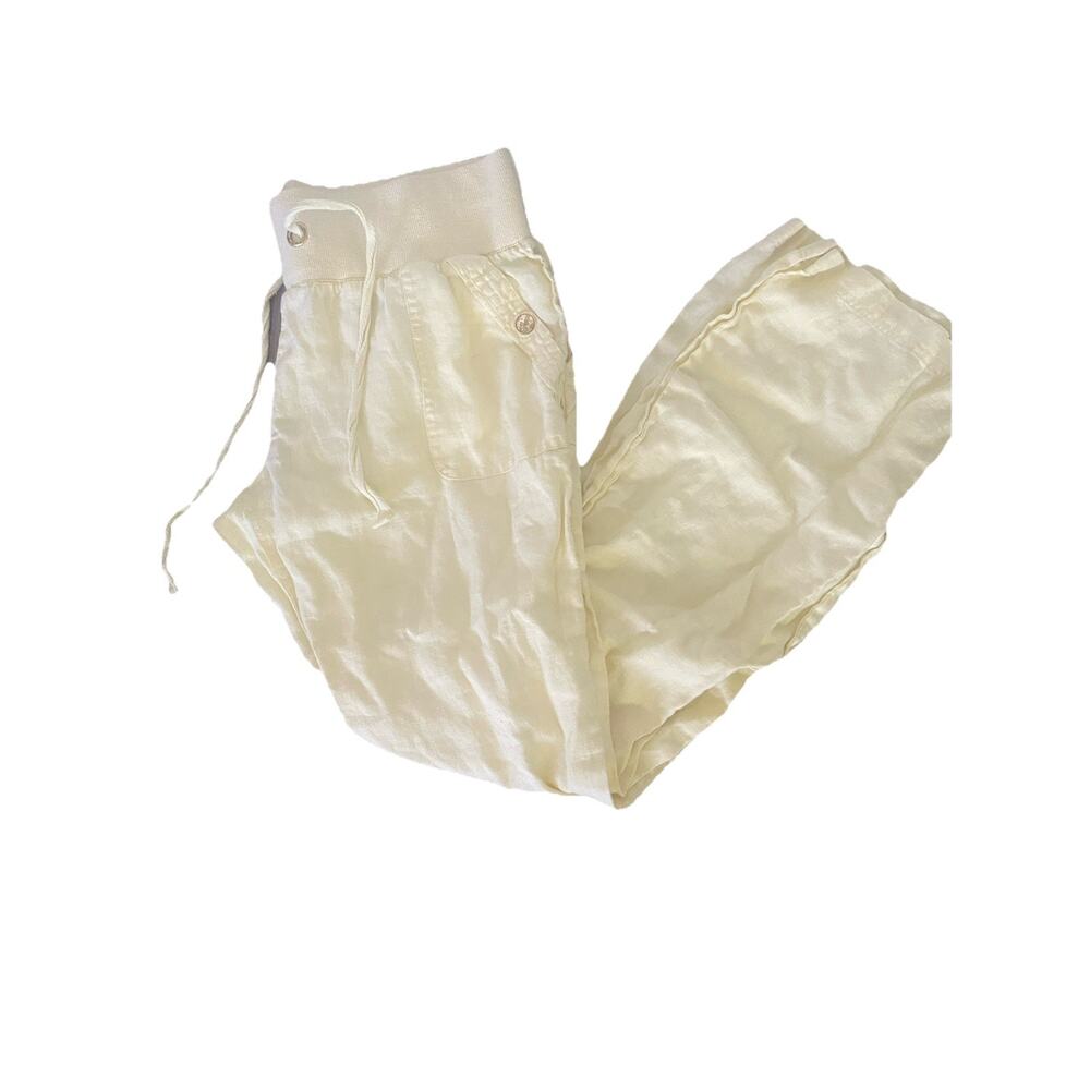 Yellow 100% Linen Y2k Vintage Guess Flare Out Pants